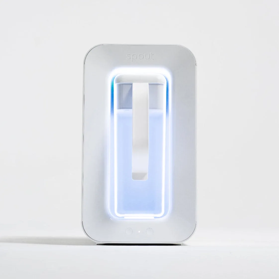 The Spout Monolith front view with its glowing UV-C sterilization chamber