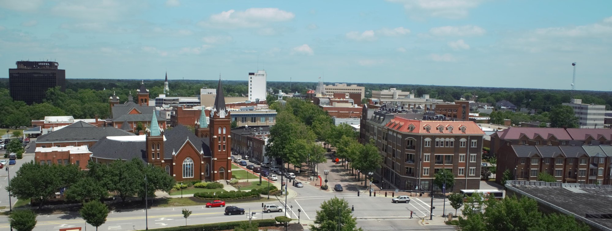 Aerial view of downtown Fayetteville, North Carolina