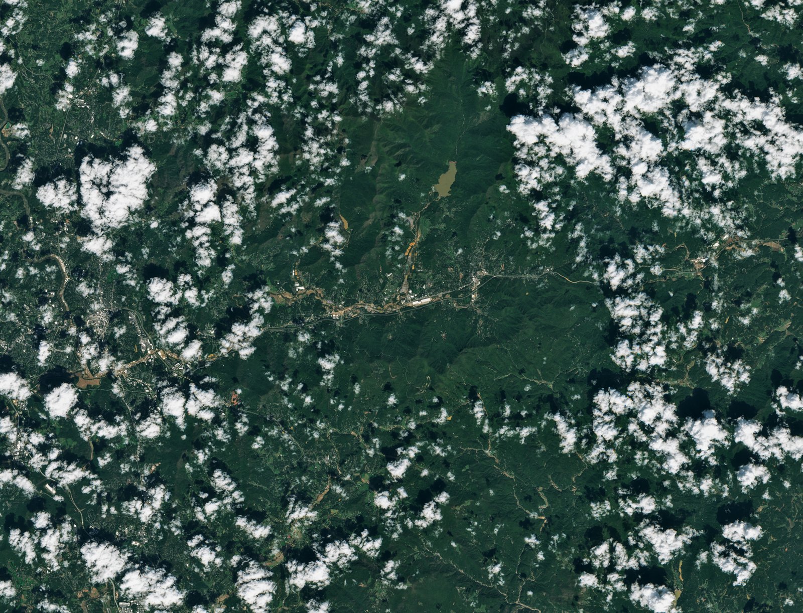 Satellite view of flooding in western North Carolina after Hurricane Helene