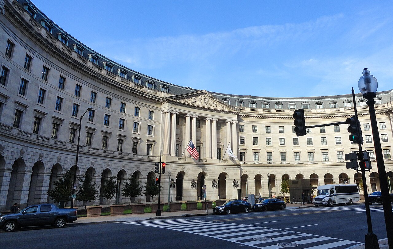 Main entrance of the U.S. EPA headquarters, the William Jefferson Clinton Building, in Washington, D.C.