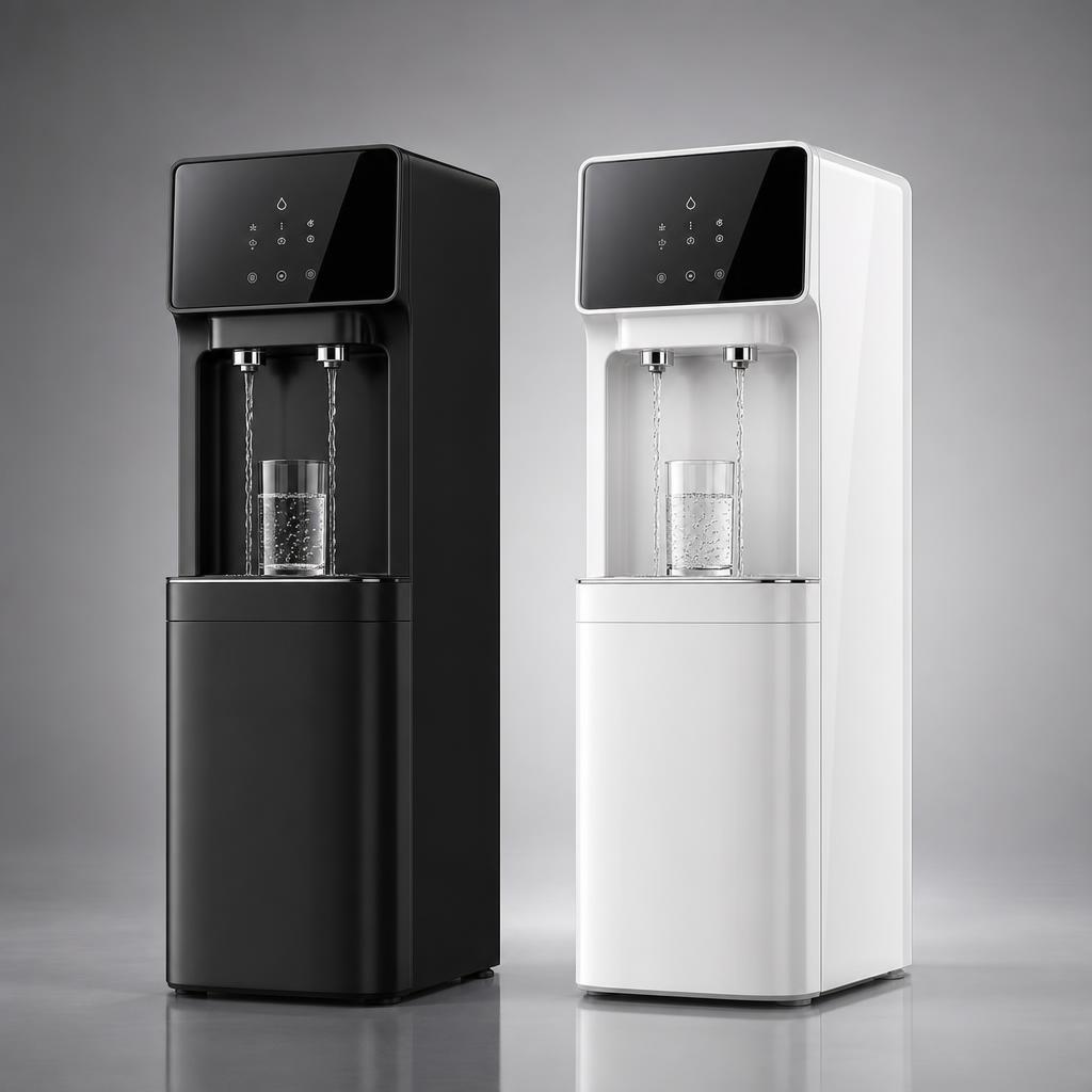 Soglen vertical direct-drinking water purifier dispensers in black and white
