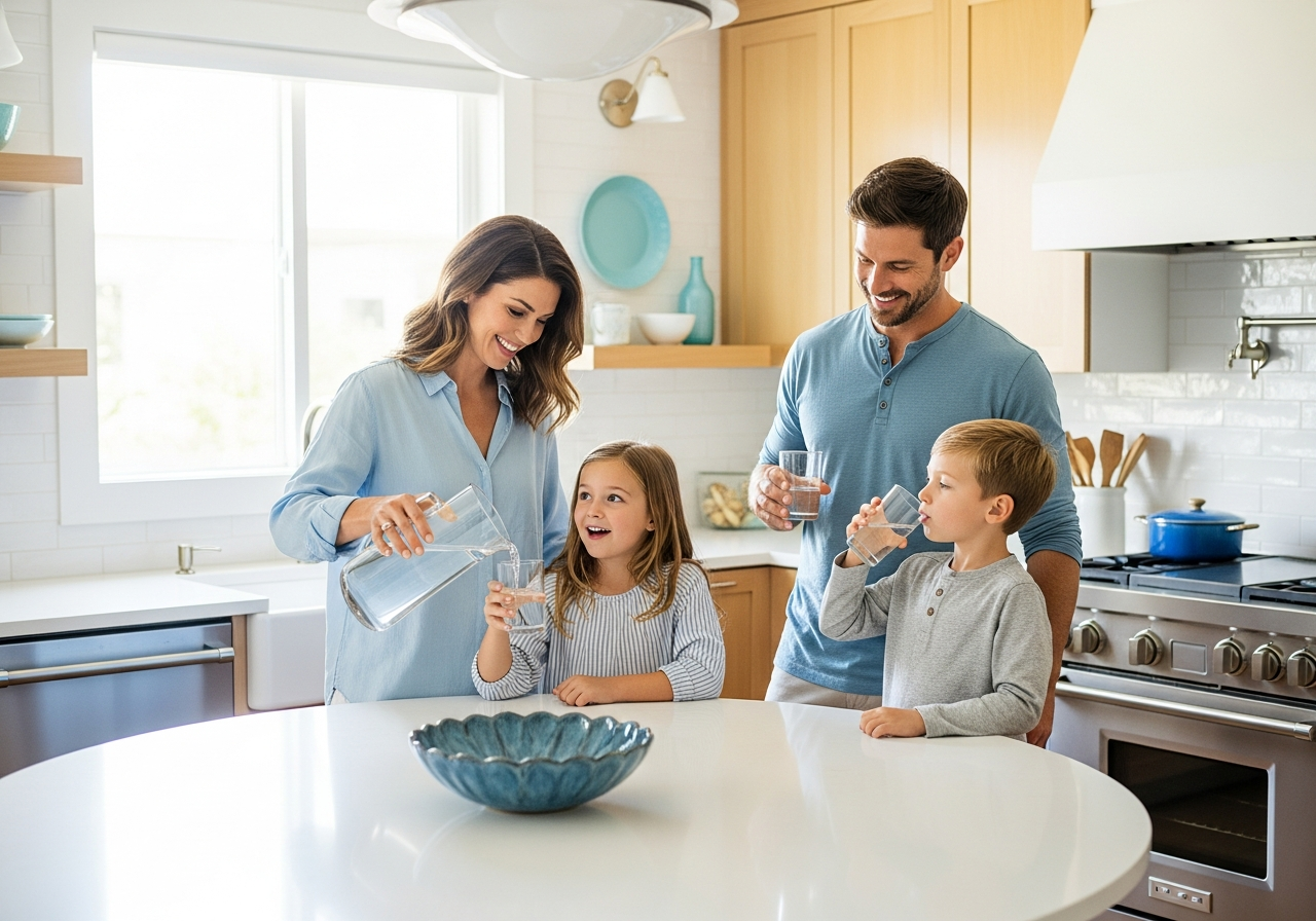 A family enjoying clean, safe water at home